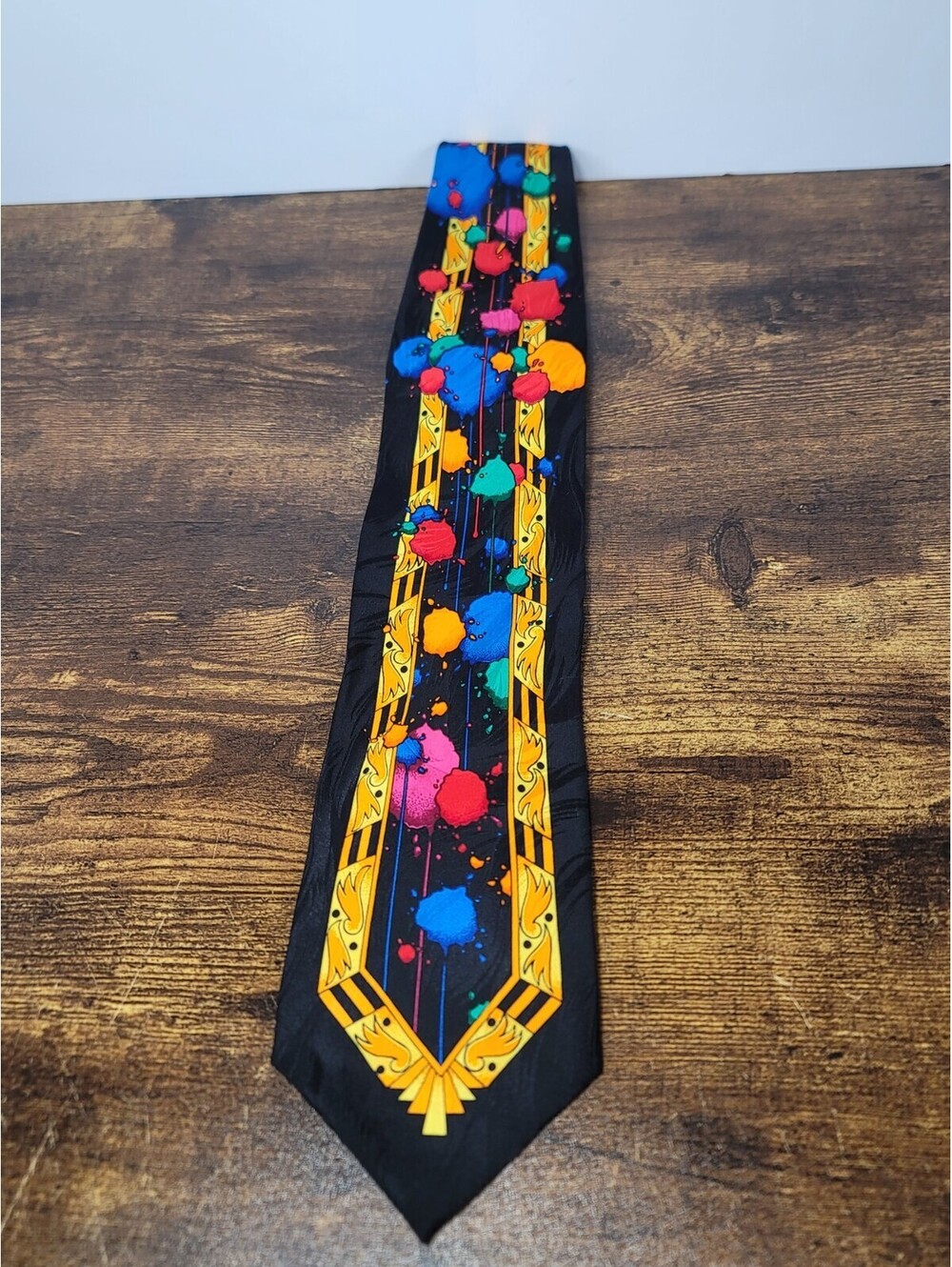 Rush Limbaugh No Boundaries Silk Tie Black Paint Splatter Abstract Geometric Men